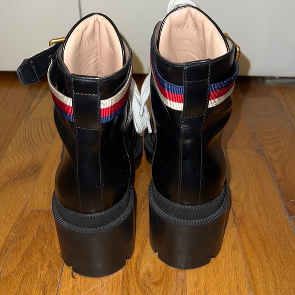 GUCCI leather ankle boot with sylvie web - Picture 5 of 8